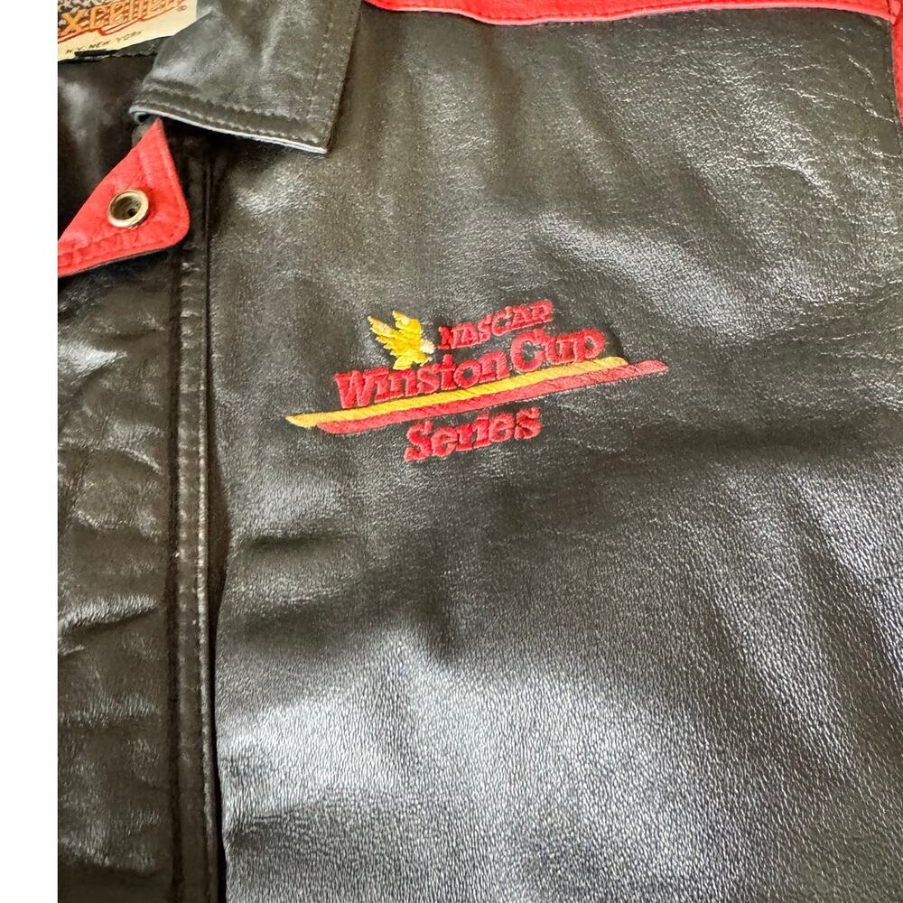 Vintage NASCAR Winston Cup Series Excelled Leather Jacket XL Eagle Racing 90s - Picture 4 of 11
